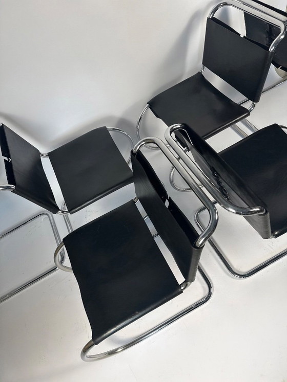 Image 1 of Set of 6 MR10 Dining Chairs — Ludwig Mies van der Rohe, attr. Knoll, c. 1970s