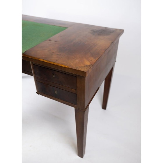 Image 1 of Vintage mahogany desk with green felt top, 1890