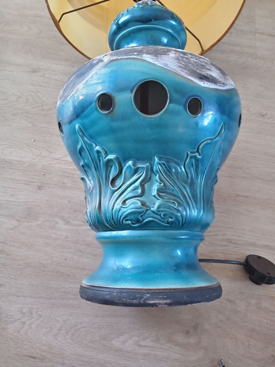 Lampe de sol vintage style vallauris – Lampadaires, Céramique, Textile (photo 3 of 10)