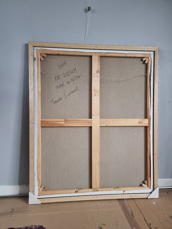 Image 1 of Frances Eckhardt - 100x120 cm, œuvre d'art sombre peinte à la main, peinture moderne abstraite contemporaine