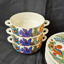 6 tazas y platillos para sopa Villeroy & Boch Acapulco con el logotipo azul de V&B