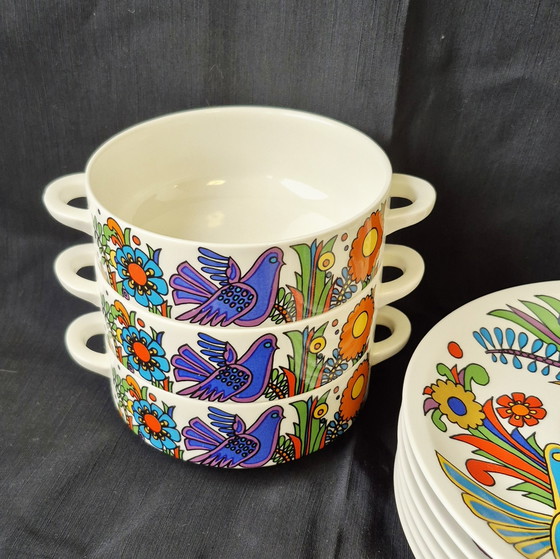 Image 1 of 6 tazze da zuppa + piattini Acapulco Villeroy & Boch con logo V&B blu