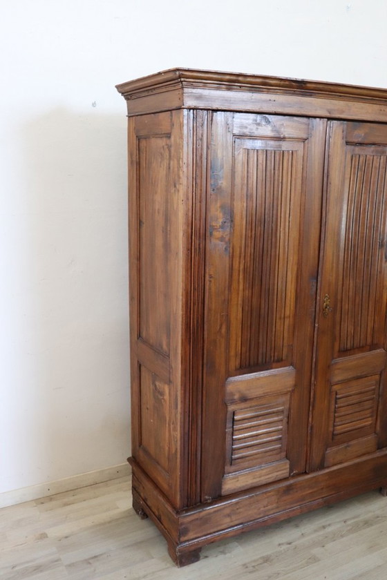 Image 1 of Antique solid poplar wood small wardrobe, Italy late 19th century