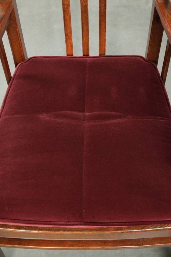 Image 1 of 2 chaises de salle à manger Schuitema de style Art Nouveau/Jugendstil avec revêtement en tissu rouge