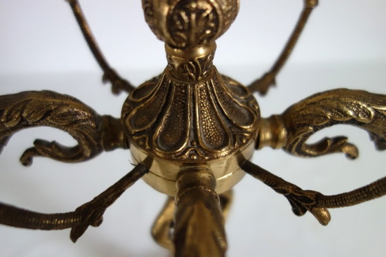 Pair of Cherub Gilt Bronze Candlesticks, early 20th Century, Decorative Objects, Brass, Gold, Vintage (photo 12 of 13)