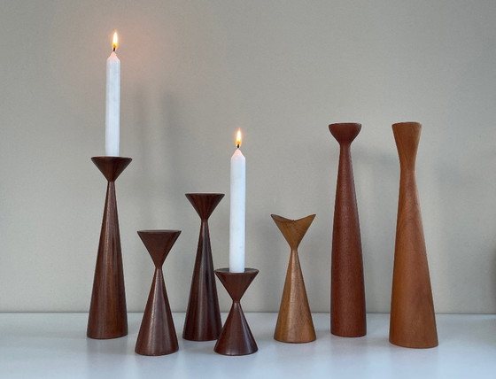 Image 1 of 4x PORTACANDELE in palissandro danese vintage design di metà secolo