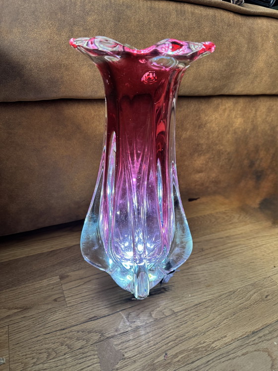Image 1 of Vaso vintage "Tulipano" in vetro artistico boemo - Josef Hospodka per Chřibská Sklárna (anni '60)