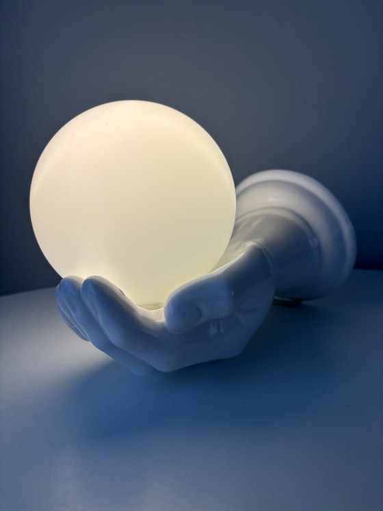 Image 1 of Vintage white Delft hand lamp with globe (marked)