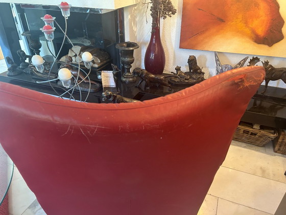 Rolf Benz 6500 Fauteuil Rood Leer – Draaistoelen, rvs (photo 4 of 8)