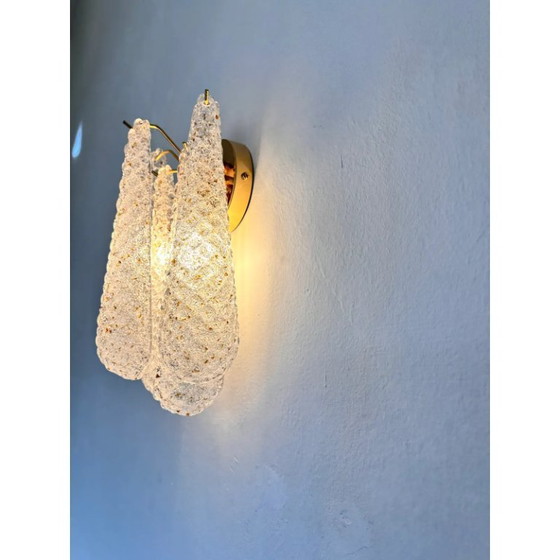 Image 1 of Mid-Century Modern “Conchiglie” Murano glazen wandlampen met gouden accenten – Set van twee