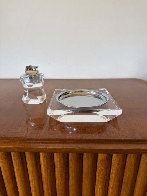 Set da fumo Hollywood Regency in Lucite, Italia 1970, Oggetti decorativi, Plexiglass, Trasparente (foto 8 di 10)