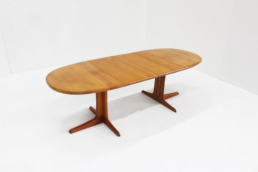Table de salle à manger ovale extensible vintage danoise en teck massif