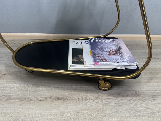 Image 1 of Vintage serving trolley with smoked glass tops