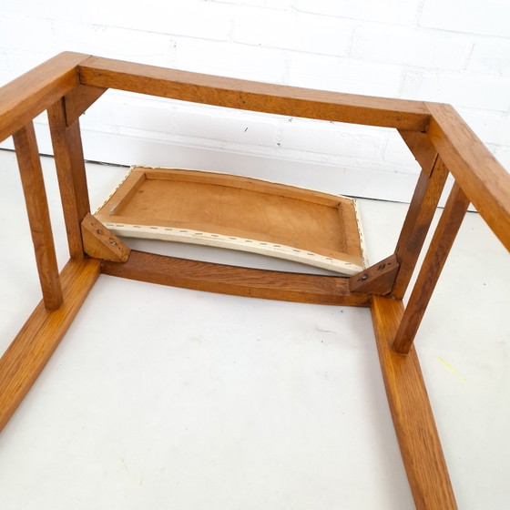 Image 1 of Tabouret vintage en chêne, style moderne du milieu du siècle, années 1970