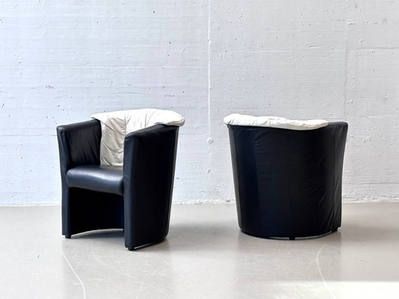 Image 1 of Set di 2 poltrone da cocktail in pelle di Rolf Benz, anni '80