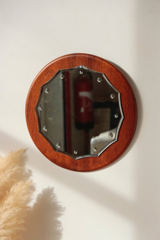 Image 1 of Vintage Round Teak Mirror from the 1960s - 02.10.25.03