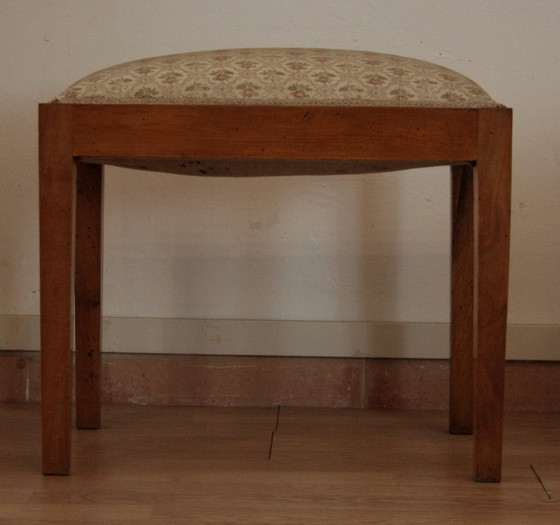 Image 1 of Vintage stool-bench in solid walnut wood, 1950s-60s