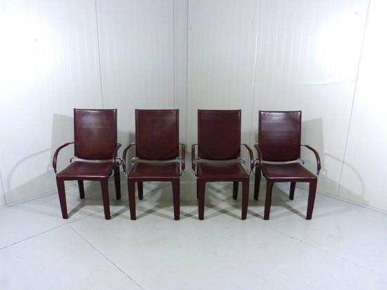 Image 1 of 4 fauteuils Arcadia en cuir, par Arper Italie, 1980