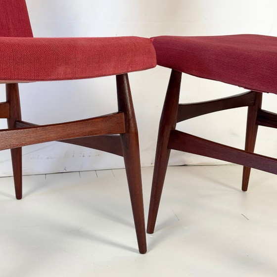 Image 1 of Set van 4 Deense Mid Century teakhouten eetkamerstoelen, 1960