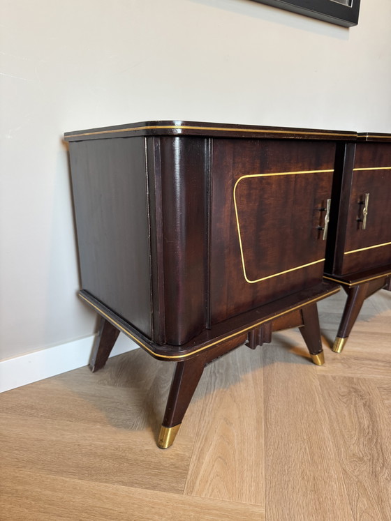 Image 1 of Vintage Art Deco walnut bedside tables set of 2