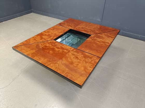 Image 1 of Vintage burl wood hidden bar coffee table, 1970s