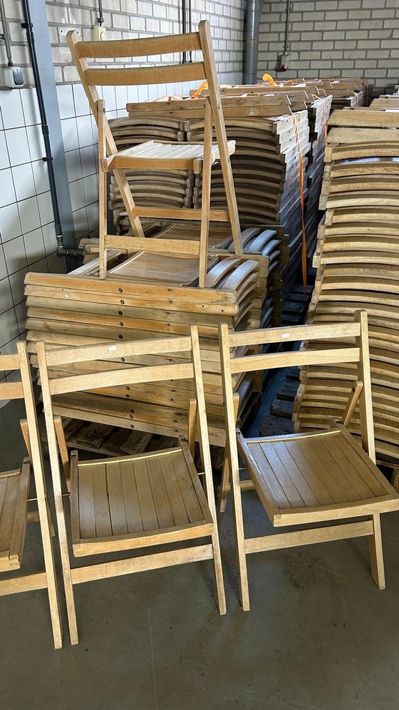 Partij van 100x vintage hardhouten klapstoel ‘80 – Klapstoelen, Wood, Metal (photo 5 of 6)