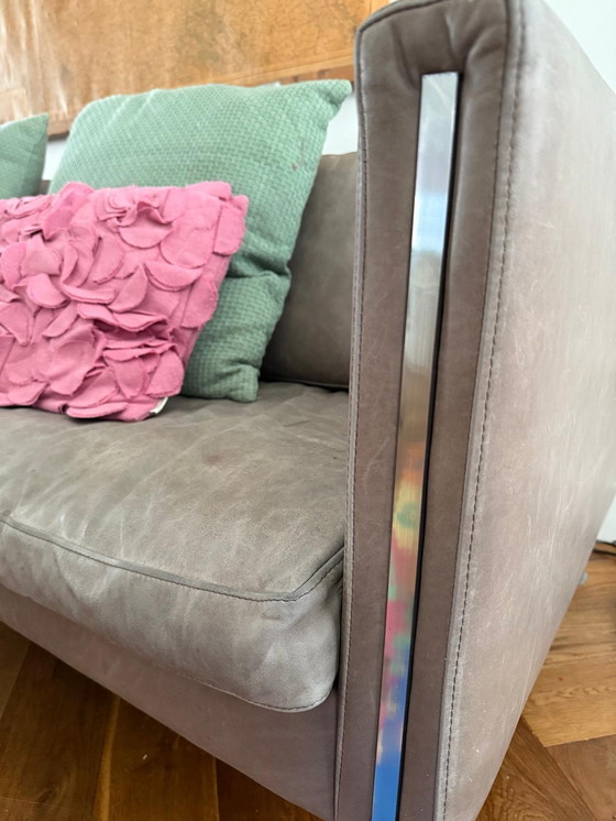 Image 1 of 1 sofá Artifort modelo 422/3 de Pierre Paulin Die Artifort, años 60 de cuero y acero