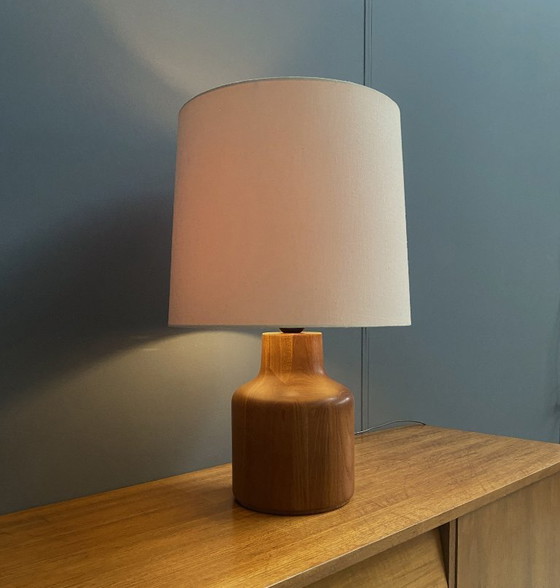 Image 1 of Teak table lamp by Kirk Copenhagen Denmark 1970s