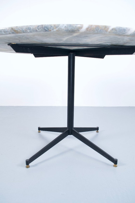 Italian-made Round Table, Marble and Steel, 60s, Dining tables, Metal, Grey, Mid Century Modern (photo 7 of 13)
