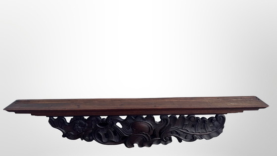 Image 1 of Estantería de pared de madera grande unidad de pared de madera tallada