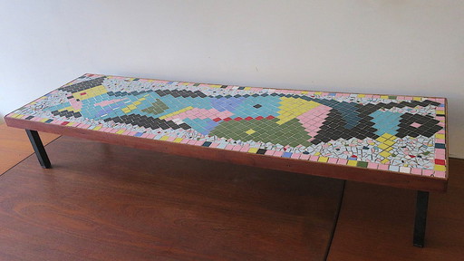 Table basse longue et basse en céramique patchwork du Mid Century, années 1960