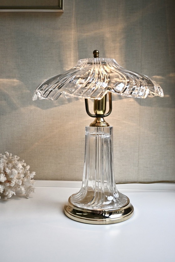 Image 1 of French crystal table lamp in the style of Cofrac Art Verrier