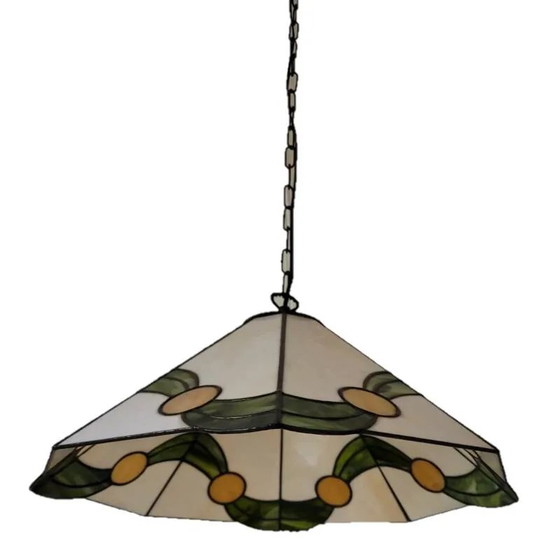 Lampada a sospensione Tiffany Art Nouveau, Lampade a sospensione, Cristallo, Vetro, Bianco (foto 4 di 4)
