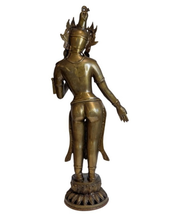 Tara debout monumentale népalaise en bronze doré au feu – XVIIIe/début XIXe siècle - 089 – Sculptures, Gold (photo 6 of 17)