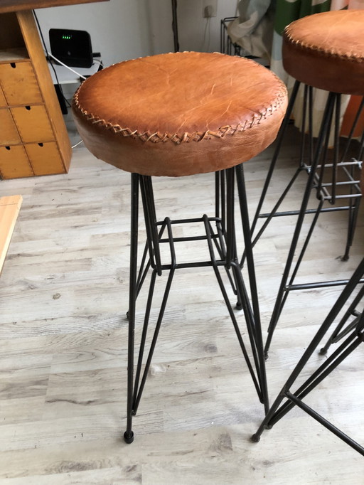 3 tabourets de bar Lebber style brutaliste