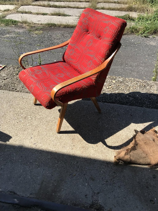 Tsjechische houten lounge fauteuil van Jaroslav Smidek, jaren 60