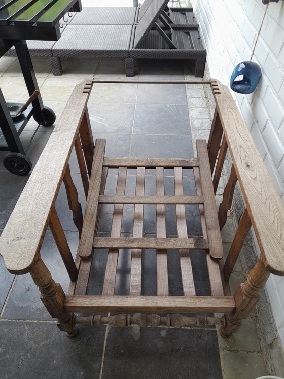 Image 1 of Vintage tuinstoel in hout met kussens