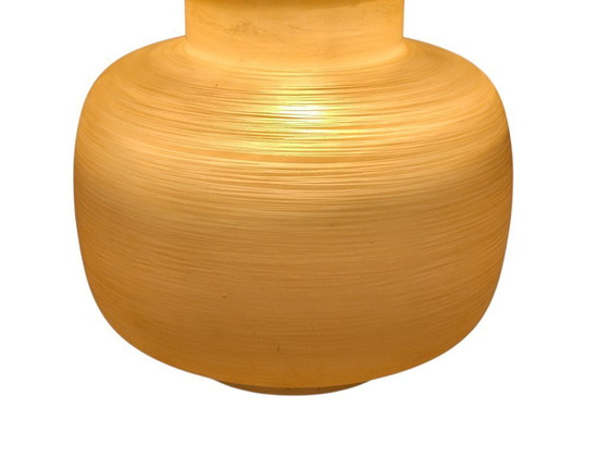 Image 1 of Lampada a sospensione vintage in stile Hollywood Regency, in ottone e vetro satinato, anni '70.