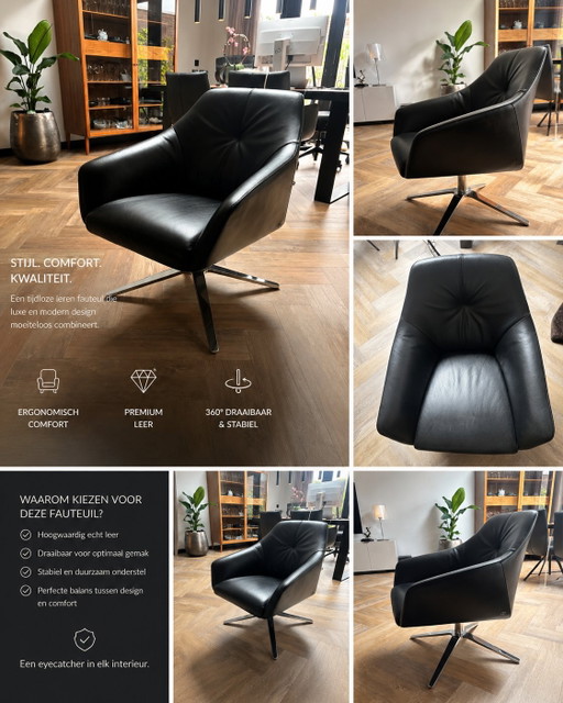 De sede ds 278/01 zwart leren fauteuil
