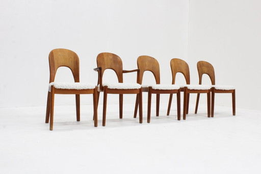 5 sillas de comedor danesas vintage de Niels Koefoed para Koefoeds Hornslet