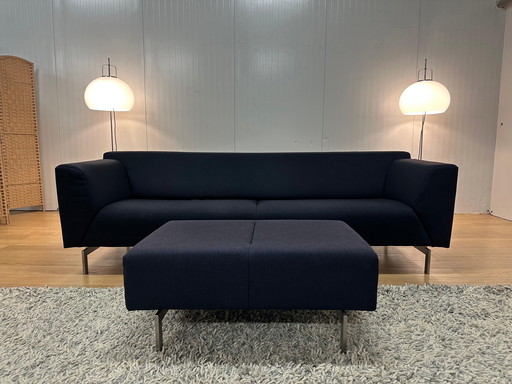 ZGAN Rolf Benz 310 3-Seater Sofa with Hocker - Dark Blue