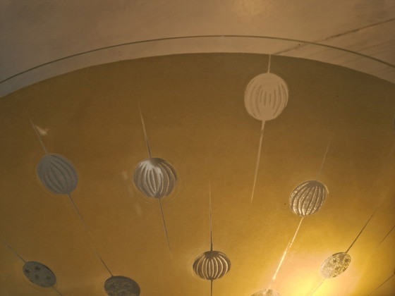 Image 1 of Lampada in scala anni '50 con vetro lavorato