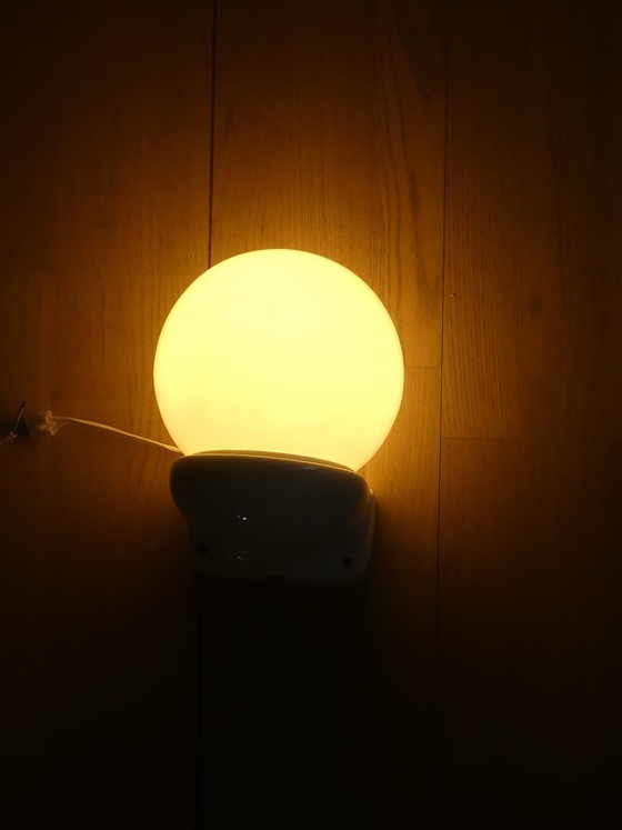 Image 1 of Ceramic sphere lamp, wall light, sphere lamp, white opal glass, 1930s, UK1aeb