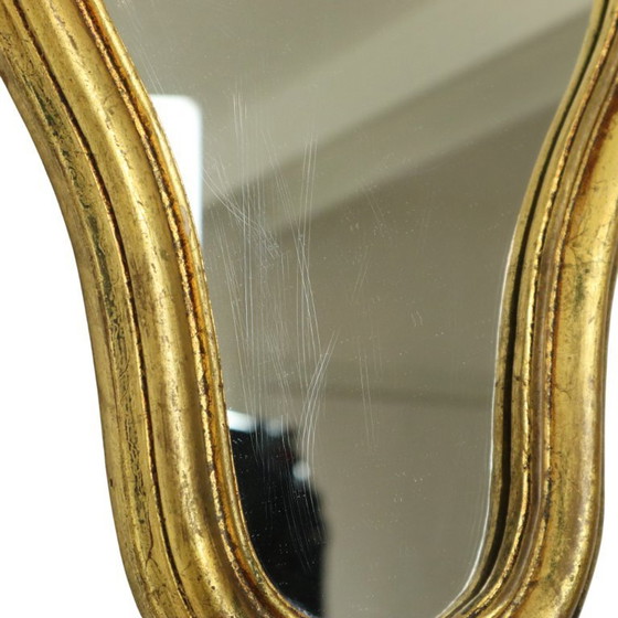 Image 1 of Specchio con decorazioni a cresta francese e foglia d'oro, 48 cm