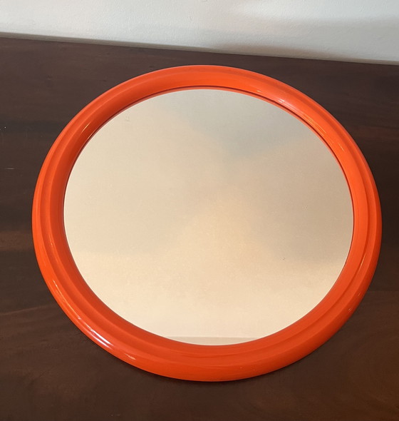 Image 1 of Specchio rotondo arancione vintage anni '70