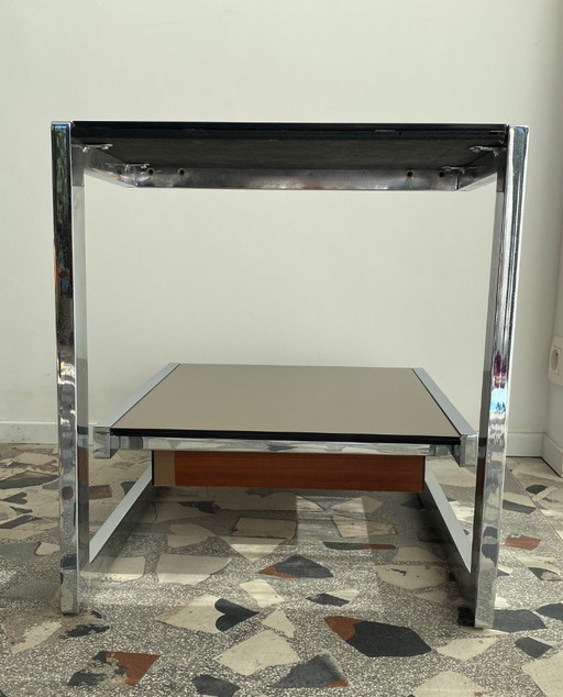 Pair of Vintage Bedside Tables – bijzettafels, Chrome, Other (photo 2 of 12)