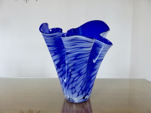 Large Murano Glass "Mouchoir" Vase Year 1960