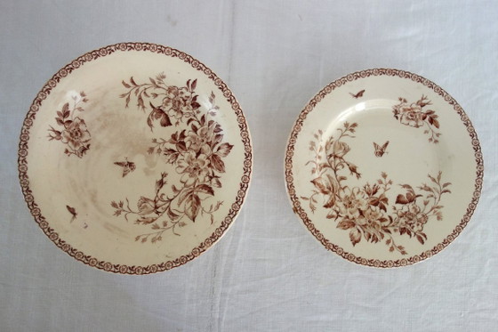 Image 1 of 2 compotiers Terre De Fer Gien modèle Mai vers 1900