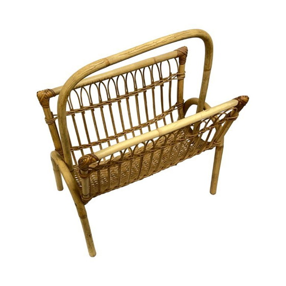 Image 1 of Vintage Wicker Newspaper Rack, Boho/PRL, Franco Albini Style, Italy 1970s