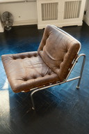 Martin Visser Osaka Two-Seater Sofa and Easy Chair for ’t Spectrum (1969, Brown Leather)
